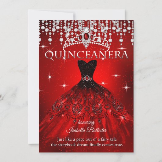 プリンセスキンセアニェラ15th誕生日レッドティアラ 招待状 (正面)