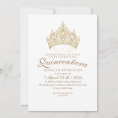 プリンセスキンセアニラエレガントホワイト金ゴールドクラウン 招待状 (正面)