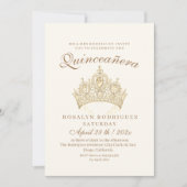 プリンセスキンセアニラエレガント金ゴールドクラウンベージュ 招待状 (正面)