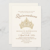 プリンセスキンセアニラエレガント金ゴールドクラウンベージュ 招待状 (正面/裏面)