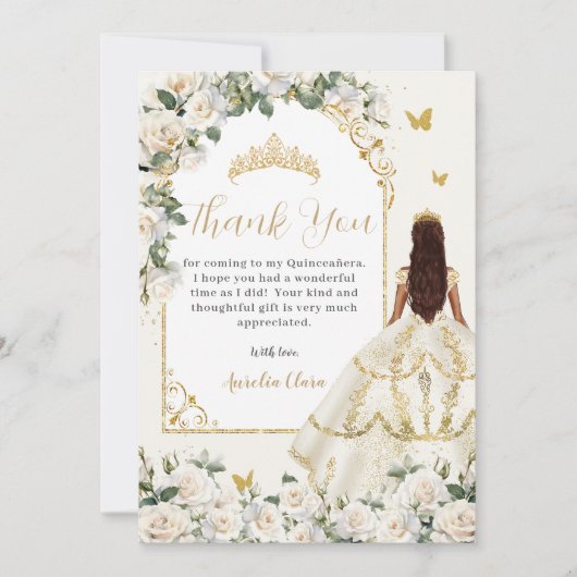 プリンセスキンセアニラシャンパーニュアイボリーバラドレス サンキューカード (正面)