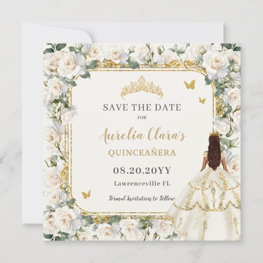 プリンセスキンセアニラシャンパーニュアイボリーバラドレス セーブザデート (正面)