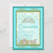 プリンセスキンセアニラティール（緑がかった色）ブルー金ゴールド童話 招待状 (正面)