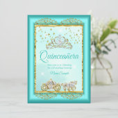 プリンセスキンセアニラティール（緑がかった色）ブルー金ゴールド童話 招待状 (スタンド正面)