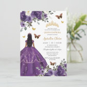 プリンセスキンセアニラパープルバラドレス金ゴールド 招待状 (スタンド正面)