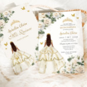 プリンセスキンセアニラホワイトアイボリーバラ金ゴールドドレス 招待状