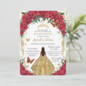 プリンセスキンセアニラレッドローゼスフローラ金ゴールドドレス 招待状 (スタンド正面)