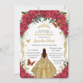 プリンセスキンセアニラレッドローゼスフローラ金ゴールドドレス 招待状 (正面)