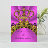 プリンセスクイーン金ゴールドホットピンクバースデーパーティー 招待状 (スタンド正面)