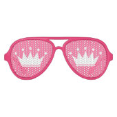 プリンセスクラウンおもしろい付きピンク色のパーティーシェード アビエーターサングラス (正面)
