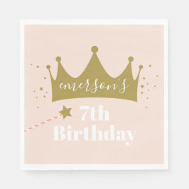 プリンセスクラウンガールズバースデーパーティー スタンダードランチョンナプキン