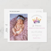 プリンセスクラウンガールピンク写真誕生発表 案内ポストカード (正面/裏面)