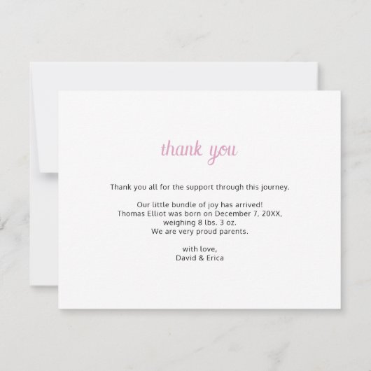 プリンセスクラウンガールピンク写真誕生発表 案内状 (裏面)