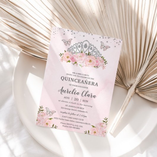 プリンセスクラウンキンセアニラピンクフローラ蝶 招待状