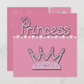 プリンセスクラウンシューズ&宝石おしゃぶりベビーシャワー 招待状 (正面/裏面)
