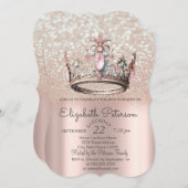 プリンセスクラウンバラ金ゴールド《写真》ぼけ味18誕生日 招待状 (正面/裏面)