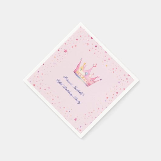 プリンセスクラウンパステルピンク小さな女の子誕生日 スタンダードカクテルナプキン (角)