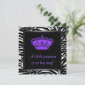 プリンセスクラウンパープルゼブラベビーシャワー 招待状 (スタンド正面)