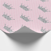 プリンセスクラウンピンクシルバードットシャイニービップ ラッピングペーパー (角)