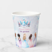 プリンセスクラウンピンクパープルウィンターガール誕生日 紙コップ (裏面)
