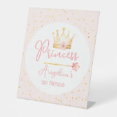 プリンセスクラウンピンク小さな女の子誕生日 台座サイン (正面)