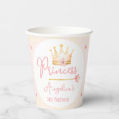 プリンセスクラウンピンク小さな女の子誕生日 紙コップ (正面)