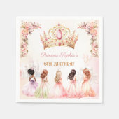 プリンセスクラウンピンク金ゴールドフローラガール誕生日 スタンダードカクテルナプキン (正面)