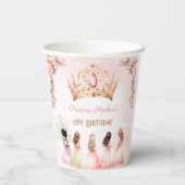 プリンセスクラウンピンク金ゴールドフローラガール誕生日 紙コップ (裏面)