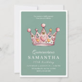 プリンセスクラウンピンク10th女の子誕生日 招待状 (正面)