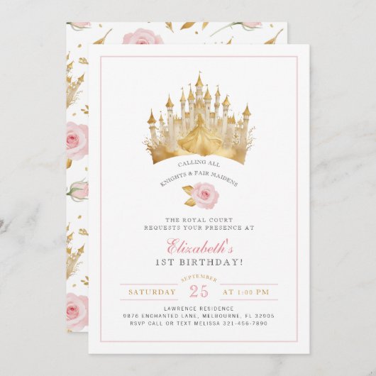 プリンセスクラウンフェアユタレ誕生日招待状 招待状 (正面/裏面)