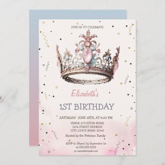 プリンセスクラウンフェアユタレ誕生日 招待状 (正面/裏面)