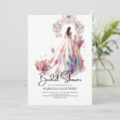 プリンセスクラウンフローラ結婚ズドレスブライダルシャワー 招待状 (スタンド正面)