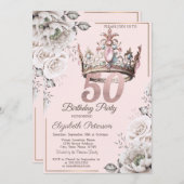 プリンセスクラウンフローラ50th誕生日パーティー 招待状 (正面/裏面)