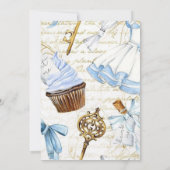 プリンセスクラウンブルーと金ゴールド誕生日ファーストパーティー 招待状 (裏面)