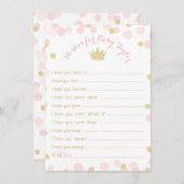 プリンセスクラウンベビーシャワーの願いベビーカード 招待状 (正面/裏面)