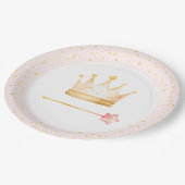 プリンセスクラウンワンドピンク小さな女の子誕生日 ペーパープレート (アングル)