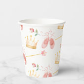 プリンセスクラウンワンドピンク小さな女の子誕生日 紙コップ (正面)