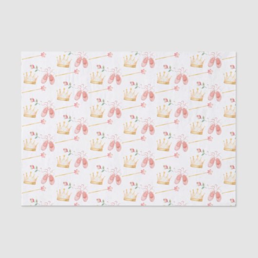 プリンセスクラウンワンドピンク小さな女の子誕生日 薄葉紙 (正面)