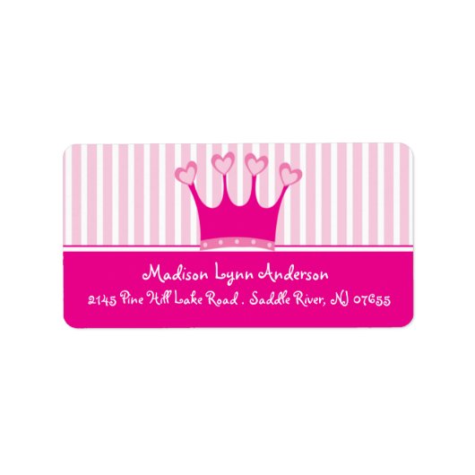 プリンセスクラウン差出人住所ラベル。 ラベル (正面)