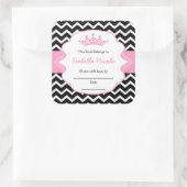 プリンセスクラウン蔵書票/女の子ベビーシャワー スクエアシール (バッグ)