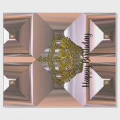 プリンセスクラウン誕生日ガール ラッピングペーパー (フラット)