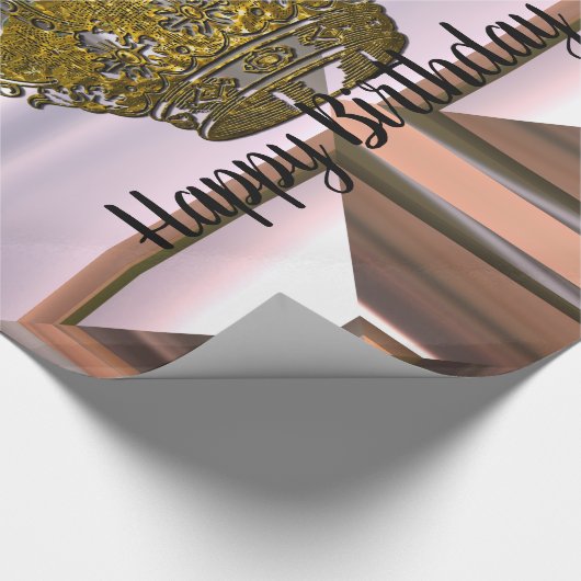 プリンセスクラウン誕生日ガール ラッピングペーパー (コーナー)