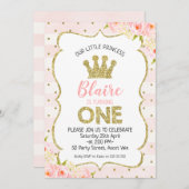 プリンセスクラウン1st誕生日招待状 招待状 (正面/裏面)
