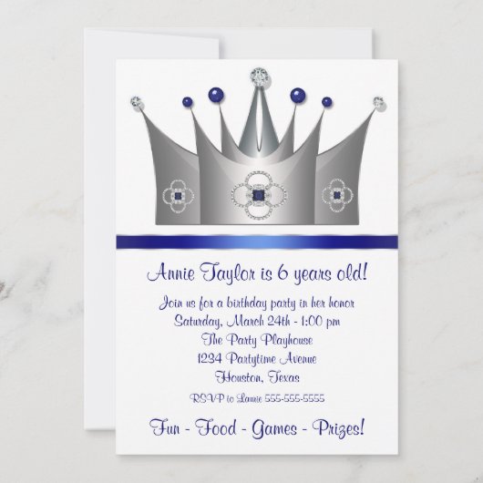 プリンセスクラウン6th誕生日パーティー招待6th 招待状 (裏面)