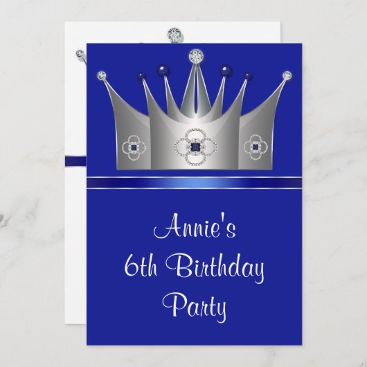 プリンセスクラウン6th誕生日パーティー招待6th 招待状 (正面/裏面)