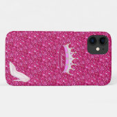 プリンセスクラウン&クリスタルシューオンピンクグリッター Case-Mate iPhoneケース (裏面(横))