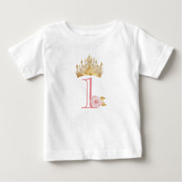プリンセスクラウン 1歳誕生日ベビーTシャツ ベビーTシャツ