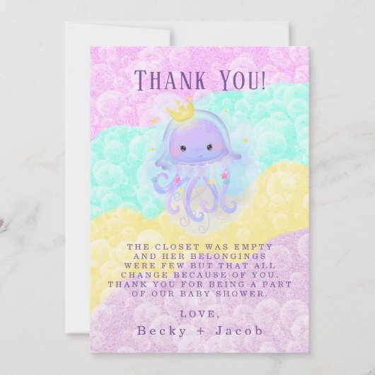 プリンセスクラゲ赤ちゃんシャワーサンキューカード サンキューカード (正面)