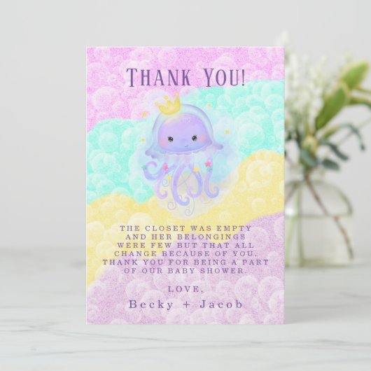 プリンセスクラゲ赤ちゃんシャワーサンキューカード サンキューカード (スタンド正面)