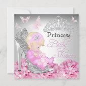 プリンセスグリッターシューピンク赤ちゃんシャワー招待状 招待状 (正面)